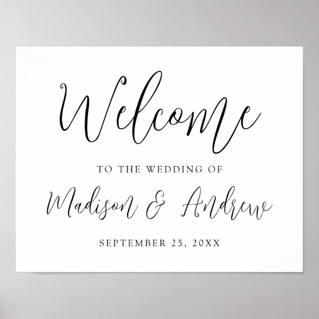 Begrüßung einer einfachen Black Script-Hochzeit Poster (Vorne)