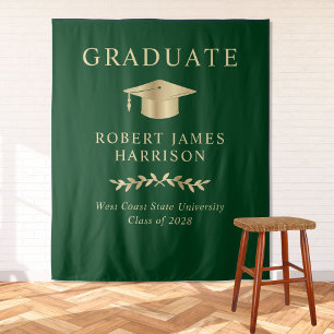 Begrüßung einer eleganten Green Gold Graduation Pa Wandteppich