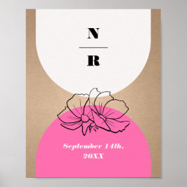 Begrüßung einer Mongram Rosa Arch Floral Poster