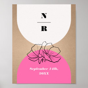 Begrüßung einer Mongram Rosa Arch Floral Poster