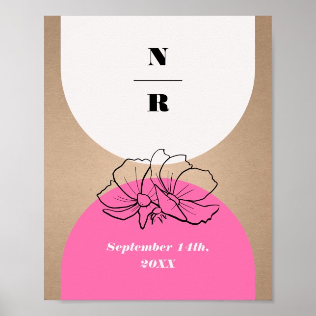 Begrüßung einer Mongram Rosa Arch Floral Poster (Vorne)