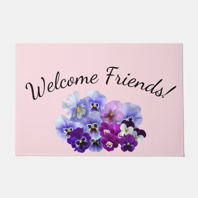 Begrüßung Freunde Pansy Floral Door Mat Fußmatte (Vorderseite)