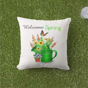 Begrüßung Frühlingsblumenwirbel Kissen