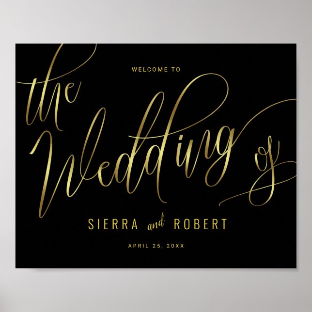 Begrüßung handgeschriebene Imitate Gold Script Poster (Vorne)