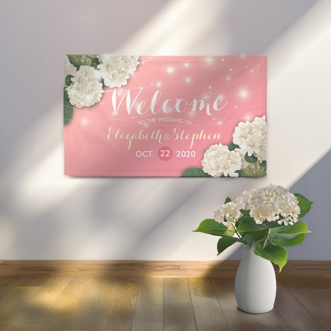Begrüßung Hydrangea Blume String Lights Banner (Von Creator hochgeladen)