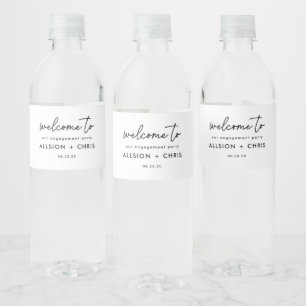 Begrüßung Minimalistischer Mitarbeiter Wasserflaschenetikett