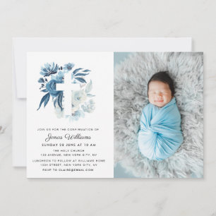 Begrüßung mit blauen Blumen Einladung