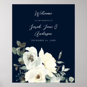 Begrüßung mit blauer und weißer Blüte - Hochzeit d Poster