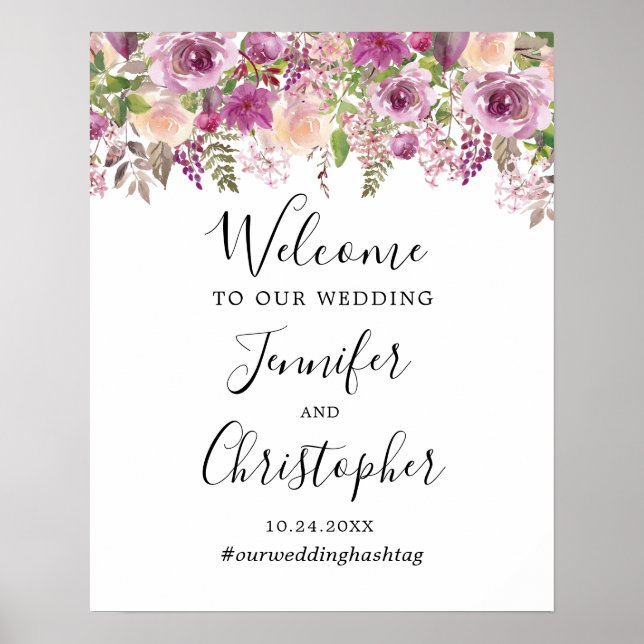 Begrüßung mit Lila Violett Begrüßung Poster (Vorne)