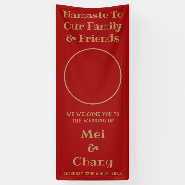 Begrüßung mit Red and Gold Couple Foto Banner (Vertikal)