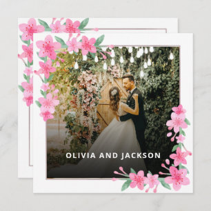 Begrüßung Party Rosa Blütengoldene Rahmen Hochzeit Einladung