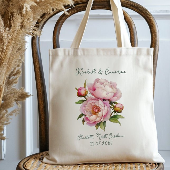 Begrüßung Pink Peonies Gift Tote Tasche (Von Creator hochgeladen)
