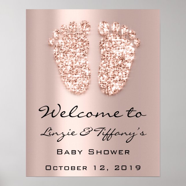Begrüßung Poster Rose Feet Baby Shower Girl Boy (Vorne)