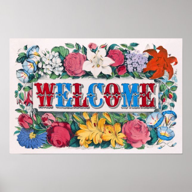 Begrüßung Rose Blumengarten Lilies Poster (Vorne)