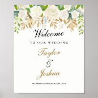 Begrüßung Sign Gold Blumenblätter Wasserfarbe