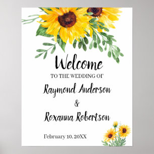 Begrüßung Sonnenblumen Grünzeichen Poster