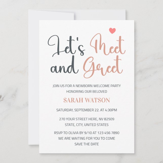 Begrüßung und Begrüßung der Neugeborenen Begrüßung Einladung (Vorderseite)