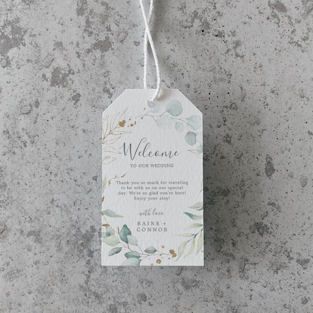 Begrüßung von Airy Greenery und Gold Leaf Geschenkanhänger (Von Creator hochgeladen)