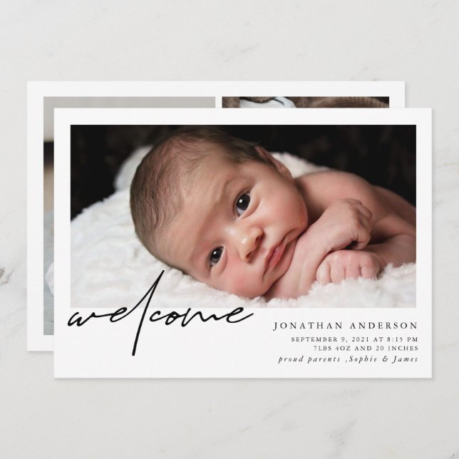 Begrüßung von Baby Birth Ankündigung (Vorne/Hinten)