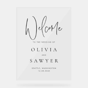 Begrüßung von Black Handwriting Script Acrylschild