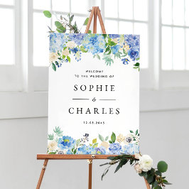 Begrüßung von Blue Hydrangea und White Anemone Poster