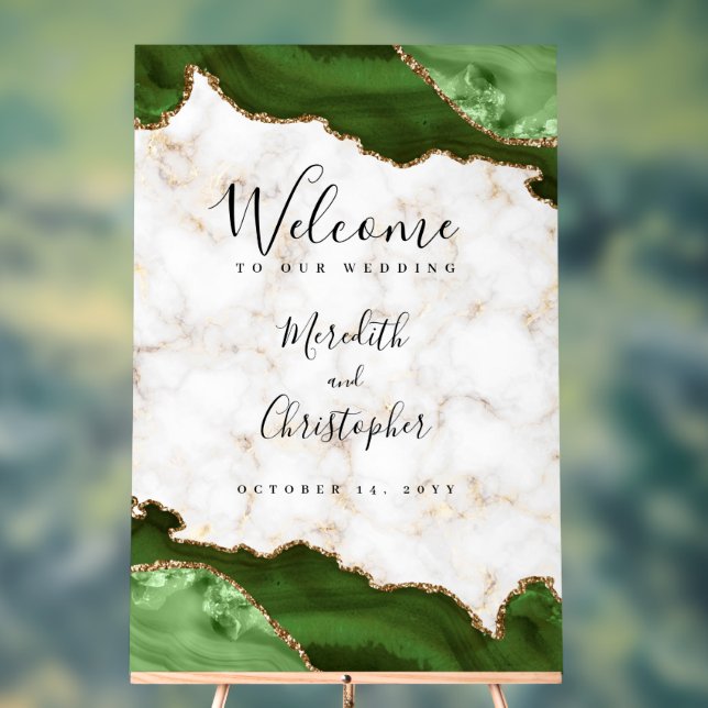 Begrüßung von Goldmarble Green Agate Acrylschild (Neutral)