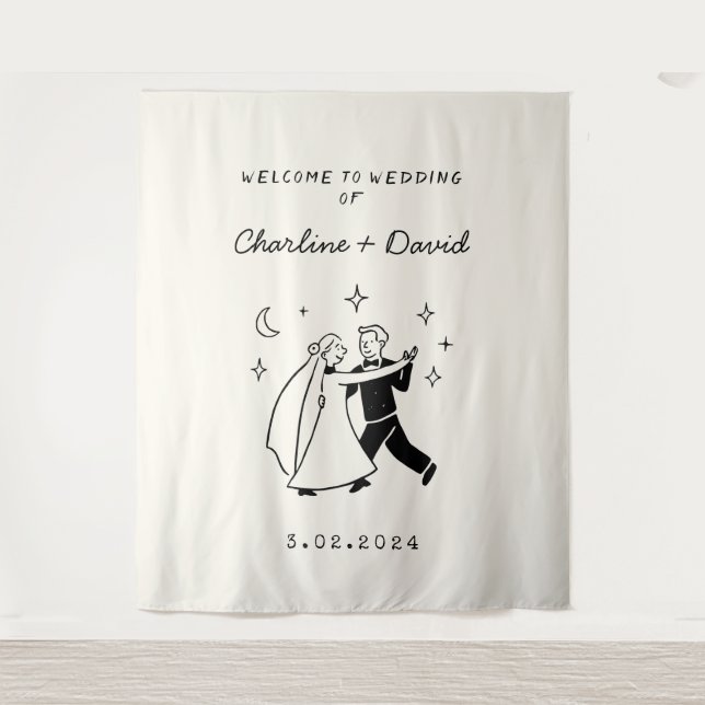 Begrüßung von Hand Drawn Scribble Wandteppich (Vorderseite)