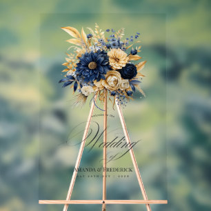 Begrüßung von Hochzeiten zwischen Marine und Gold Acrylschild