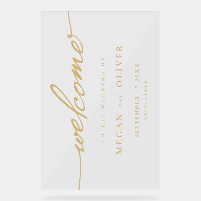 Begrüßung von Minimalistischen Skripten Acrylschild (Vorderseite)