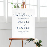 Begrüßung von Navy Blue Minimalistisch Script Poster<br><div class="desc">Herzlich willkommen zu Ihrer Veranstaltung mit diesem individuellen Begrüßungszeichen. Es ist mit marineblau minimalistischen Skript und einfache Typografie. Personalisieren Sie diese,  indem Sie Ihre Daten hinzufügen. Dieses kalligraphische Begrüßungszeichen ist perfekt für jedes Hochzeitsthema und jede Hochzeitszeit.</div>