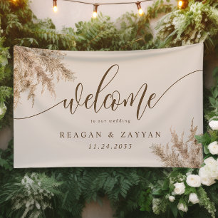 Begrüßung von Pampas Grass Earthy Exotic Wedding Banner