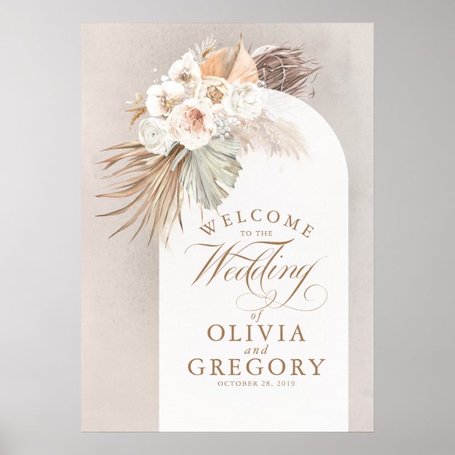 Begrüßung von Pampas Grass Floral Poster (Vorne)