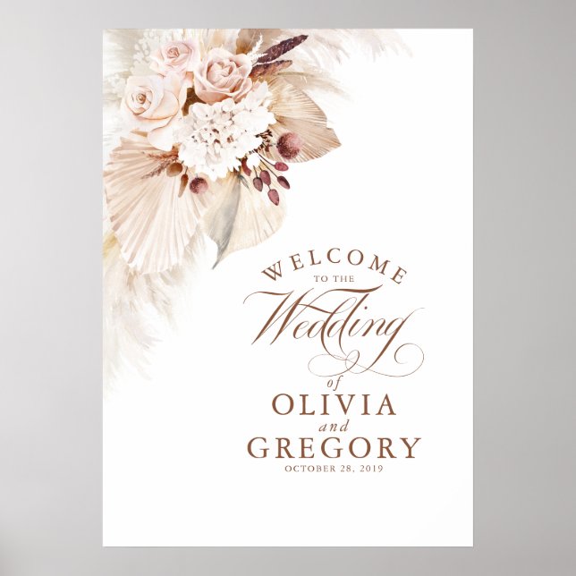 Begrüßung von Pampas Grass Floral Poster (Vorne)