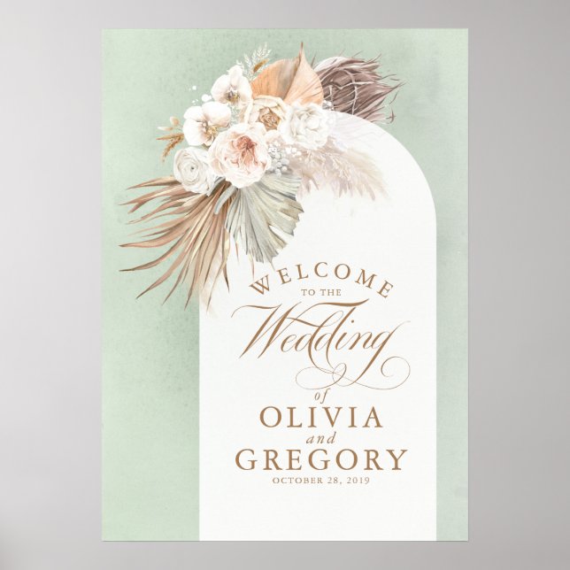 Begrüßung von Pampas Grass Floral Poster (Vorne)