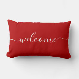 Begrüßung von Rot- und Weißzifferkalligrafie Lendenkissen