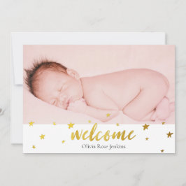 Begrüßung von Script Gold Stars Foto Baby Girl Bir Ankündigung