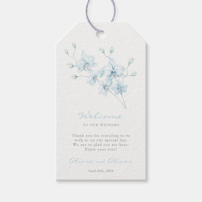 Begrüßung von Soft Blue Orchid Geschenkanhänger (Vorderseite)