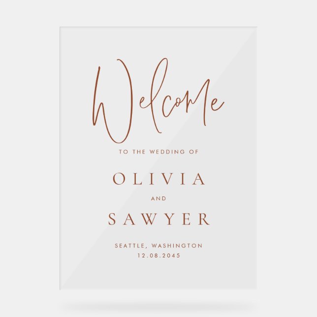 Begrüßung von Terracotta-Handschriften Acrylschild (Vorderseite)