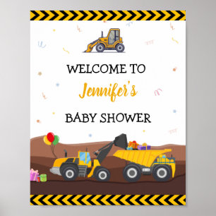 Begrüßung von Truck Digger Under Baby Birthday Poster