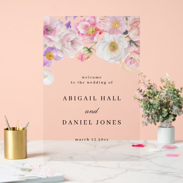 Begrüßung von Wasserfarben Acrylschild (Hochzeit)