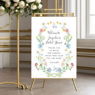 Begrüßung Wildblume Aquarellblütendusche Poster