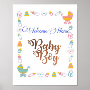 Begrüßung Zuhause Baby Boy mit Kupferfolie Schrift Poster