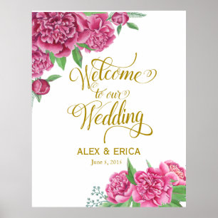 Begrüßung zum Hochzeitsschild Rose Rosa Gold Poster
