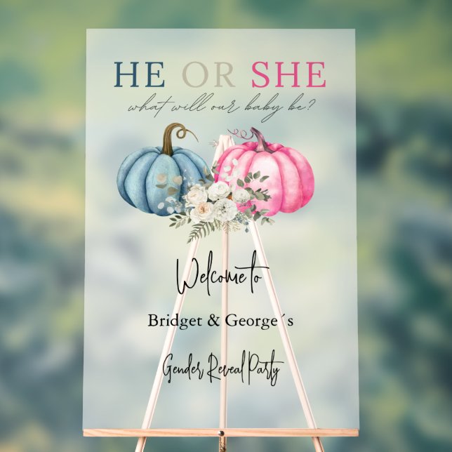 Begrüßungs-Kürbis & Babygeschlecht zeigen Party ma Acrylschild (Neutral)