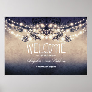 Begrüßungs-Leuchtenposter mit Baumzweigen Poster