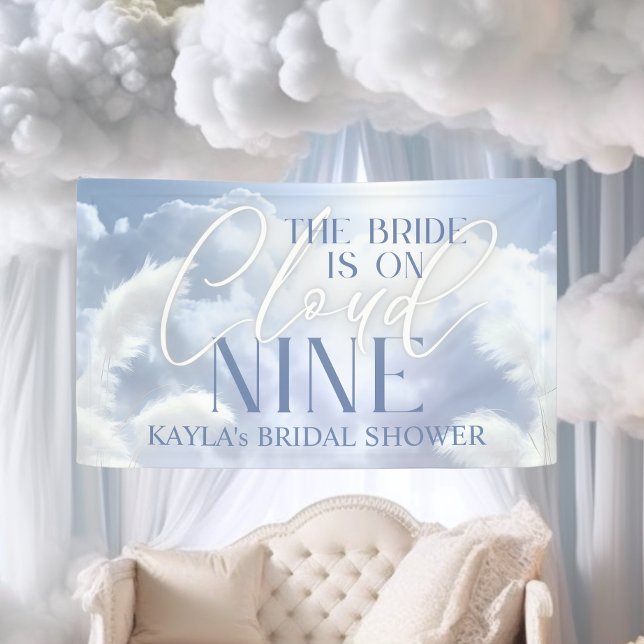 Begrüßungsabonnement auf Cloud Nine 9 Pampas Braut Banner (Welcome Sign On Cloud Nine 9 Pampas Bridal Shower | She's on cloud 9)