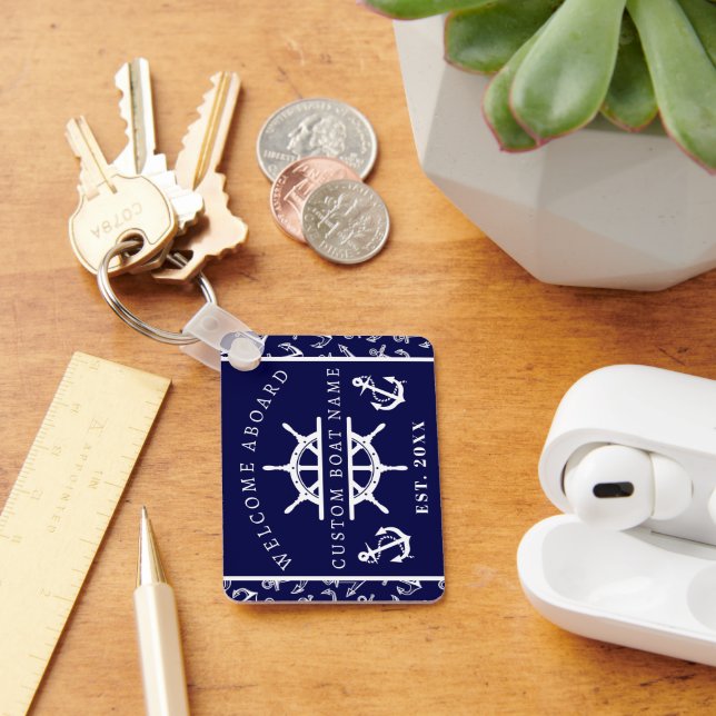 Begrüßungsanker an Bord der Nautical Navy Blue Boo Schlüsselanhänger (Schreibtisch)