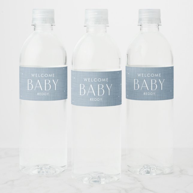 Begrüßungsbaby Blau niedliche Babydusche Wasserflaschenetikett (Flaschen)