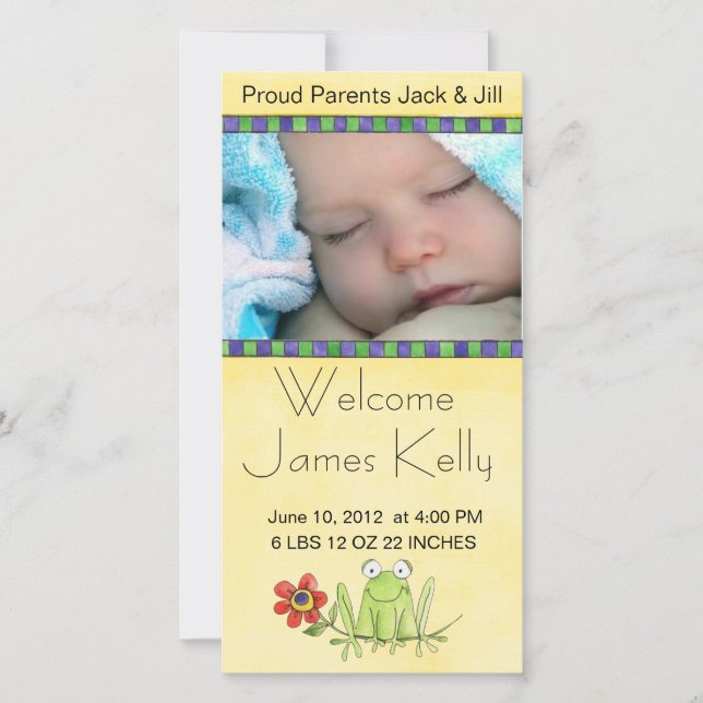 Begrüßungsbaby-Fotokarte Ankündigung (Vorderseite)