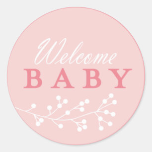BegrüßungsBaby Pink Babyduschkleber Runder Aufkleber